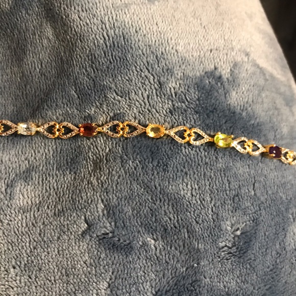 Gorgeous 18kt Gold over Sterling Silver with Genuine Stones and Diamond accents. - Picture 8 of 9